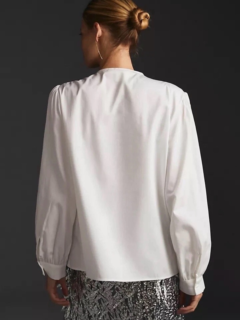 Maeve Anthropologie White Bow-Tie Blouse Large - Picture 4 of 6